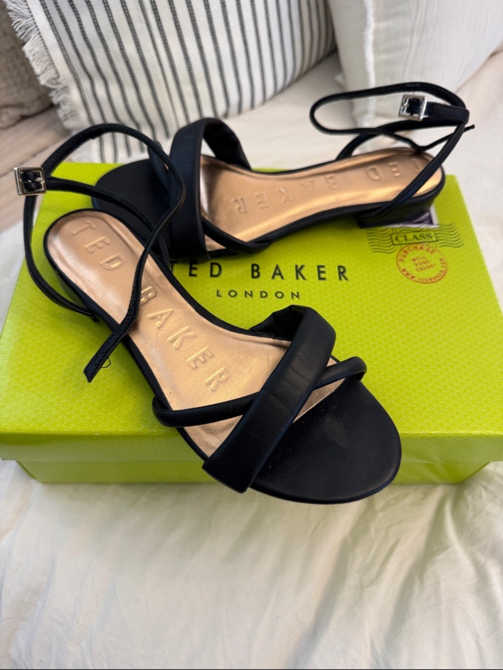 Ted Baker Black Strappy Open‑Toe Ankle‑Strap Sandals